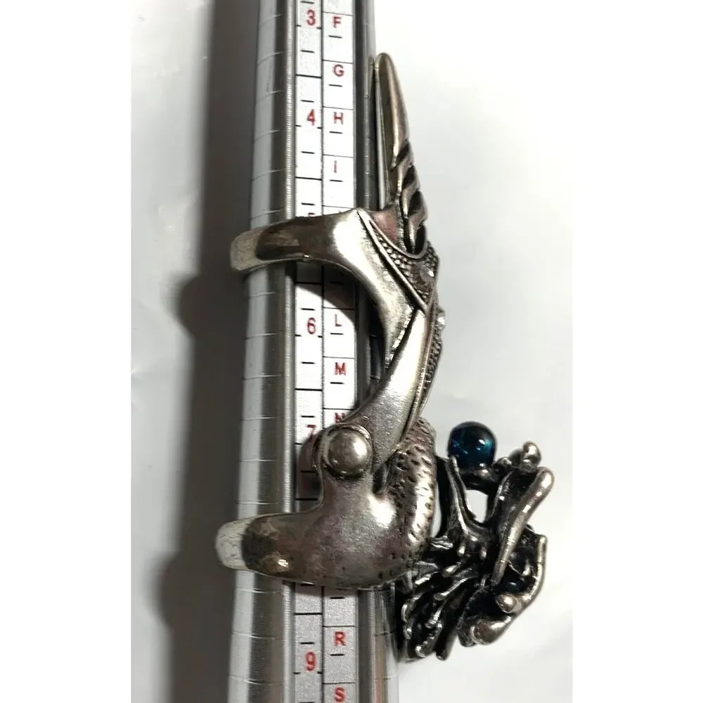 Vintage 80's Metallic Articulated Full Finger Armor Dragon Head Ring RARE